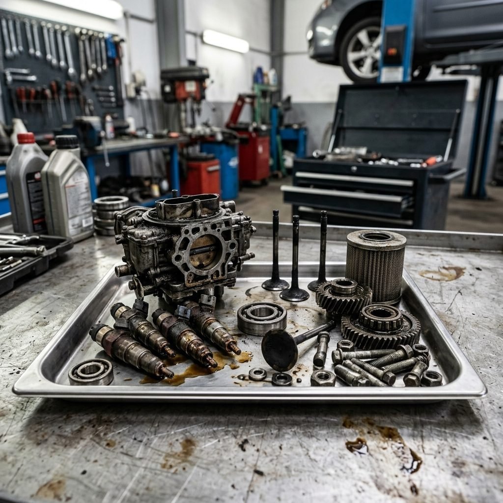 Mootoriosad ja karburaator autoteeninduses, valmis ultrahelipuhastuseks