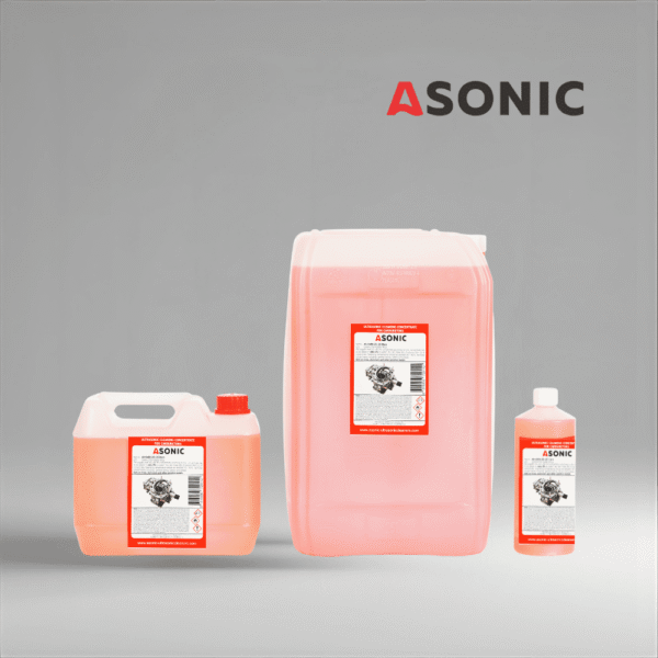 ASONIC AS-CARB puhastusaine 1L, 5L ja 25L kanistrites karburaatorite ja mootori osade puhastamiseks.