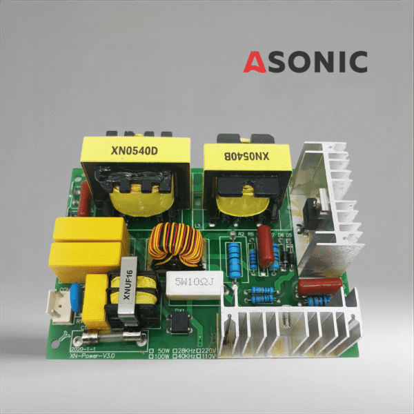 ASONIC PROmodel PCB 60W 40kHz, usaldusväärne asendusvõimsusplaat ultrahelipuhastussüsteemidele, millel on stabiilne väljundvõimsus.