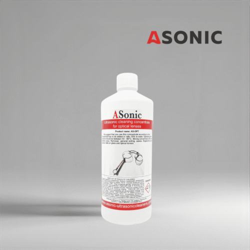 ASONIC AS-OPT-1 optiline ultrahelipuhastuslahus, 1L pudel läätsede, prillide ja optiliste seadmete ohutuks puhastamiseks.