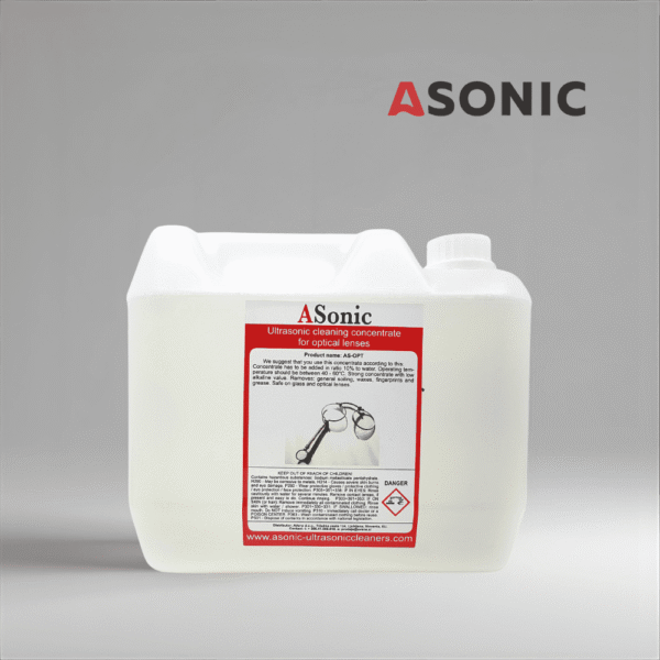 ASONIC AS-OPT-5 optiline ultrahelipuhastusaine, 5L lahendus prillide, läätsede ja täppisoptiliste instrumentide puhastamiseks