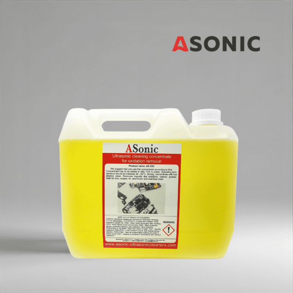 ASONIC AS-OXI-5 ultraheli oksüdeerumise eemaldaja, 5L puhastuslahus metallide, ehete ja tööriistade oksüdeerumise eemaldamiseks.