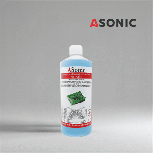 ASONIC PCB-1 ultraheli puhastusaine, 1-liitrine lahendus trükkplaatide ja elektroonikakomponentide ohutuks ja täpseks puhastamiseks.