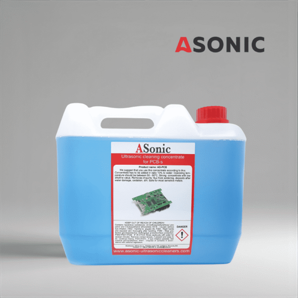 ASONIC PCB-5 ultraheli puhastusaine, 5-liitrine puhastuslahus trükkplaatide ja elektroonikakomponentide jaoks.